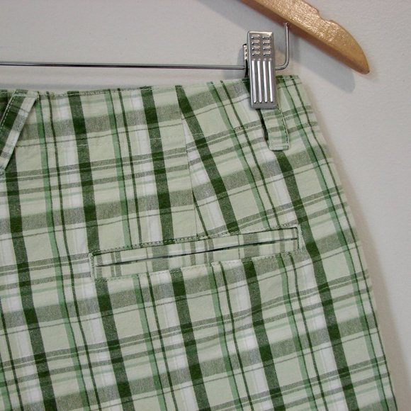 Columbia Plaid Shorts Green White Plaid Bermuda Golf Long Shorts Size 8 - Picture 12 of 13